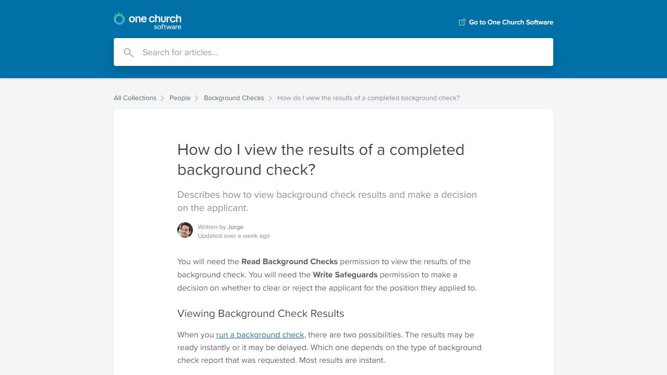 How do I view the results of a completed background check?